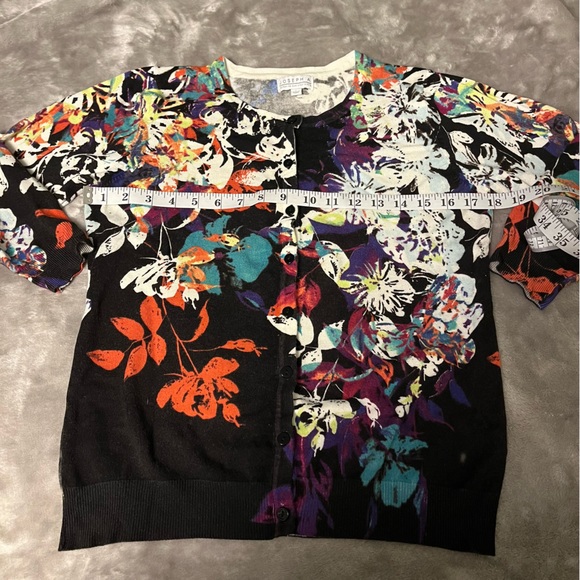 Joseph A. Abstract Floral Print Cardigan, Size L - Picture 8 of 11